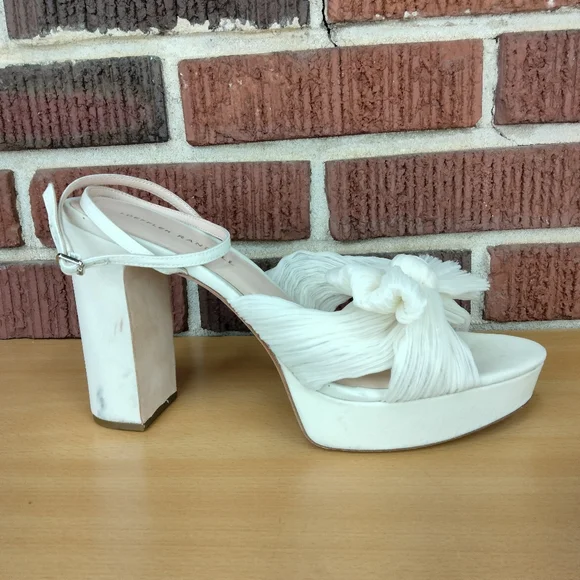 NWT Loeffler Randall Natalia Bow Platform Heels in Pearl Sz. 11